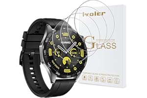 iVoler 4 sztuki szkła hartowanego do Huawei Watch GT 5 PRO/GT 5 / GT 4 46 mm (nie do Huawei Watch GT 5/4 41 mm), ochrona ekranu przed zarysowaniem, twardość 9H, bez pęcherzyków powietrza