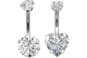 Cognitivex 2 Piece Belly Button Bars Silver Belly Bars 14G 10mm Navel Bars Set Bars Piercing Jewellery Belly Button Bar Stainless Steel Navel Piercing Jewelry Silver Belly Bar