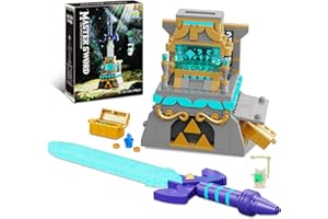 QLT QIAOLETONG QLT BOTW The Master Sabre Glowing Briques de construction de serrage compatibles avec l'épée Lego Links, avec coffre au trésor, cadeau pour adultes et garçons à partir de 6 à 16 ans (480 pièces)