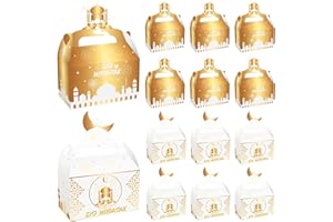 KOIROI BoîTes Cadeaux AïD Moubarak, 12 PièCes De BoîTes Cadeaux Ramadan, BoîTes Cadeaux Avec PoignéE, Sacs Cadeaux AïD Moubarak à Remplir Emballage Cadeau Pour Enfants, Pour L'AïD Al-Fitr Emballage Cadeau