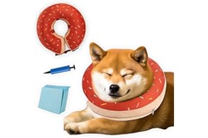 LOTIPE Inflatable Dog Collar for After Surgery, Pet Recovery Donut Cllars for Cats Dogs, Dog Collar to Stop Licking Wound, Adjustable Dog Neck Brace With Air Pump and 5 Dog/Puppy Disposable Training Pads