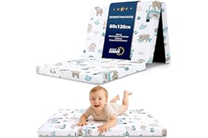Totsy Baby Colchon Cuna Bebe Plegable 60x120 cm - colchoneta Cama Infantil de Viaje colchón Transpirable y colchones de Espuma con Funda Lavable 60 x 120 cm África