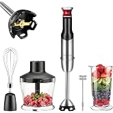 1500W 5 in 1 Hand Blender, Arm Blender with Anti-Scratch Head | Immersion Blender with 4 Titanium Coated Blades and Variable