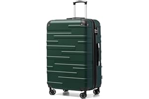 COOLIFE Hard Shell Suitcase with TSA Lock and 4 Spinner Wheels Lightweight Durable (Dark Green, L(77cm 93L))