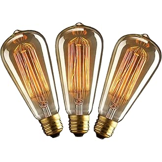 Homesake Light Bulbs for Home Decor Items, Edison Tungsten Filament Antique Vintage Glass Yellow Light Bulbs Living Room, Bedroom Bedside, Hall - Pack of 03