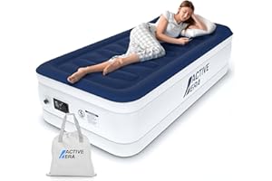 Active Era Luxury Single Inflatable Mattress | Puncture Proof Single Airbed with Flock Coating | Quick 3 Mins Blow Up Bed with Built-in Pump | Portable Air Bed for Home, Camping & Guests 188x99x36.5cm