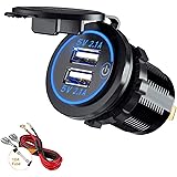 Thlevel Auto USB Ladegerät KFZ USB Steckdose 5V 4.2A Schnellladung mit LED Anzeige, wasserdichte und Staubdicht, für 12V~24V