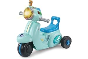VTech Baby 2-in-1 Ride & Balance Scooter, Blue, Balance Bike Mode & Trike Mode, Light-up Headlight, Songs, Road Safety Phrases & Scooter Sounds, Toy for Toddler 12, 18, 24 months +, English version