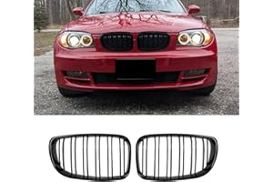 Gangying E81 Griglia Paraurti Anteriore Griglia per BMW 1 serie E81 E82 E87 E88 Paraurti Anteriore Griglia Nero Lucido Rene 2008-2013 Doppia Griglia Grill