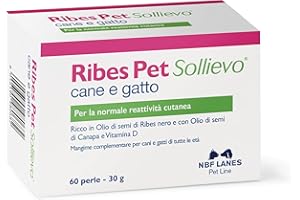 NBF Lanes | Ribes Pet Sollievo Cane e Gatto, 60 Perle Appetibili, per la Normale Reattività Cutanea