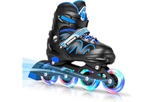 ERNAN Patins à Roues alignées, réglables et Lumineux pour Enfants, garçons et Filles, Patins à roulettes pour Enfants, Jeunes, débutants