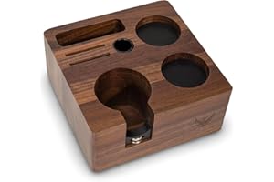 KNODOS Estación de apisonamiento Espresso V3 de 58 mm, soporte de portafiltro de nogal, organizador de espresso para portafiltros de 58 mm con soporte para manipulaciones, ranura para distribuidor y