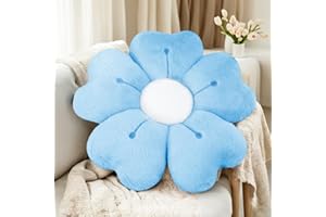ODIWEN Cuscini di Fiori Fiore, 50cm, Cuscino decorativo a forma fiore carino, Cuscino decorativo per la casa,Cuscino da pavimento fiore (Blu)