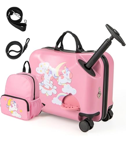 Kinder Reisekoffer Mit Sitzfunktion - 20 Zoll Cabrio-Koffer Mit 4 Spinner-Rädern