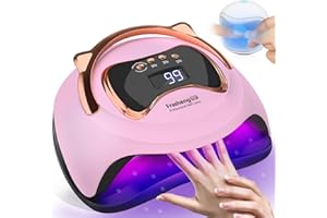 Frasheng 180W Lampada UV LED Unghie,Nuovo Design Della Maniglia Dell'orecchio Di Gatto,Professionale Fornetto Unghie Semipermanente per Manicure,con 4 Modalità Timer,con Mini Lampada UV per Unghie