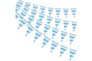 Cheloveer Oktoberfest Wimpelkette Bayerische Deko Oktoberfest Deko Bayrische Deko 10mBayerisch Wiesn Blau/Weiß Dreieck Banner Deko Oktoberfest set Oktoberfest Bayrische Deko für Bierfest Innen Outdoor