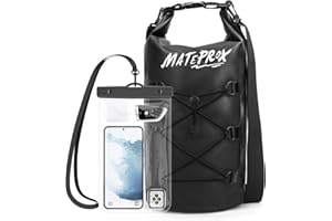 MATEPROX Bolsa Impermeable, 5L/10L/20L, Flotante y Protección IPX8, con Funda Impermeable Móvil, Ajustables Bolsa Estanca para Kayak, Camping, Rafting y Actividades Acuáticas-10L Negro