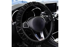 TUONYIS Coprivolante per auto in morbido peluche, morbido, peloso, caldo, antiscivolo, invernale, caldo, universale, nero