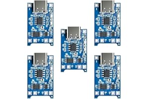 5V 1A 18650 USB-C Ricarica batteria Al Litio Modulo,QIQIAZI 5V 1A Caricabatterie Modulo per Batteria al litio 18650 Scheda di Ricarica con Doppia Funzione di Protezione(5PCS)