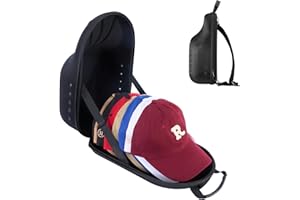 ProCase Étui Rigide pour Chapeaux de Voyage, Sac de Transport pour Chapeaux, Sac Boite de Rangement pour Casquettes de Baseball avec Bandoulière Régable et Poignée pour 6-7 Casquettes -Noir