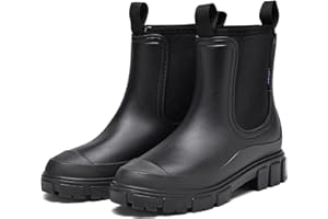 GemChve Gummistiefel Damen Gefüttert Wasserdicht Gummistiefel Halbhohe Chelsea Boots rutschfeste Stiefeletten Regenstiefel Regenschuhe Gummistiefeletten Gartenschuhe 36-41EU