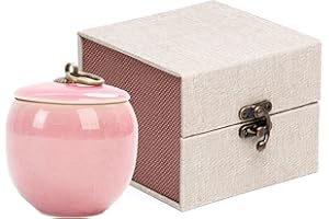 VENCEDE Handicrafted Ceramics Mini Pet Urns, Cremation Urns Ceramics Memorial Ashes Urn, Ashes Keepsake Memorial Ashes Holder, Pet Coffin, Beautiful Ashes Keepsake, Sealed Ceramic (Pink)