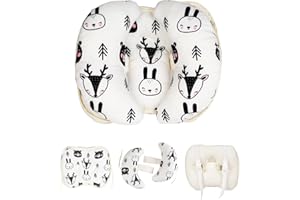 Alaoo Babykissen,Babykissen Gegen Plattkopf,Baby Kopf Gestaltung Kissen,Baby-nackenkissen,Verstellbare Baby-Kissen,Nackenstütze,U-förmig für Autositz,Rocker,Kinderwagen,Reisekissen