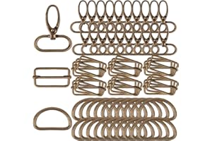 VINFUTUR 60pcs Boucle en Métal Tri-Glide + Anneaux en Forme de D + Crochets Pivotants Bricolage Accessoires pour Ceinture Sac à Dos Craft Bags - 3.2cm
