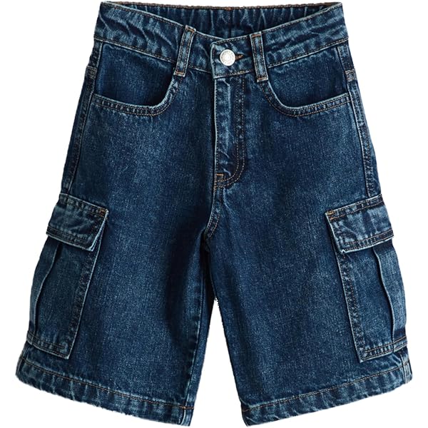 Short Jean Garçon KOTON - Coupe Droite, Coton, Poches - Taille 4/5 Ans