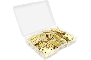 Aroidful 50 Pièces Mini Charnières Modelisme, 18x15 mm Petite Charniere Laiton Inox Durable et Robuste Charniere Porte Invisible pour Boîte Coffre à Bijoux Cabinet Tiroirs Pianos avec 200 Vis - Or