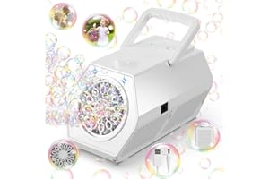 Babuloo Bubble Machine, Automatic Bubble Blower Machine 15000+ Bubbles Per Minute Big Bubble for Kids Toddlers, 2 Speeds Portable Bubble Maker Toys with 240ml Solution for Outdoor Party Wedding