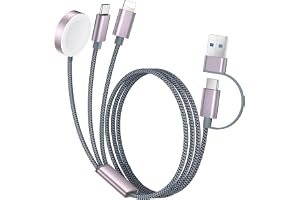 3-in-2 Multi Charger Cable for Apple Watch, USB-C Charging Cable for iPhone, for iWatch, Type-C, 1.2M Travel Essentials for iPhone 12-16, for iWatch Ultra, SE, for Samsung Devices, Grey