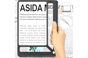 Tobegiga 5X Full Page Magnifying Glass for Reading, Lightweight Rectangular Magnifier Provides Large Book Page Viewing Area, Upgraded Handheld Magnifier for Reading Small Prints for Seniors Low Vision