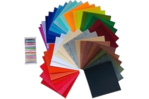 JTNOHX Feutrine Loisir Creatif, Feuilles de Feutre 40 Couleurs, Tissu Rigide 1mm D'épaisseur, Tissu pour L'artisanat (15x15cm)