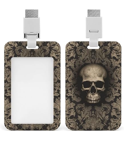 Porte-badge Tête De Mort Stylé – Cordon Détachable Robuste, Design Crâne Fleuri Vertical Pour Infirmière, Enseignant, Bureau