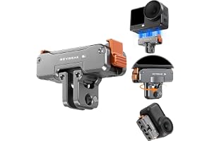 REYGEAK 360° roterbar magnetisk aluminiumhållare för DJI Action 6/Nano/Action 5/4/3, CNC Aluminium Snidad Magnethållare med 1/4 tums skruvar (för Action 6/Nano)