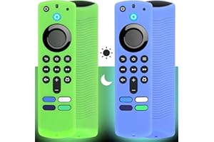 Pinowu Firestick-Fernbedienungshülle kompatibel mit Fire TV Stick /4K Alexa Sprach-Fernbedienung (3rd Gen), Silikonhülle mit Handgelenkschlaufe (Grün und Blau, leuchtet)(NOT for 4K 2nd 2024)
