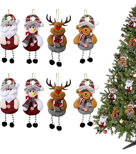 HERZONE 8 Ciondoli Per Albero Di Natale A Forma Di Alce – Feltro E Legno, 5x5 Cm, Multicolore, Decorazioni Fai Da Te - 2