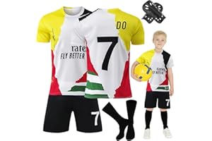 Heartsking Kids Football kit,#7#10 Commemorative Edition Soccer Jerseys Football Kits for Kids Boys Girls,Training Shirts Shorts Socks Guard Plate Keychain, Gifts for Children