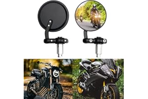 BREDUXSER Noir 7/8""22mm Rétroviseurs de moto Rond Rétroviseurs d'aile de guidon extrémité de barre pour Scooter vélo de rue CB1000R CB1300CB600F CBF600 CBR125R CBF125