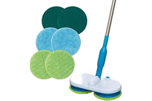 High Street TV Floating Mop - Cordless & Rechargeable - 100RPM Dual-Contra Rotating Microfiber Cloths - Complete Hard Floor Cleaning Solution - Loosen & Lift Dirt with Polishing & Scouring Pads