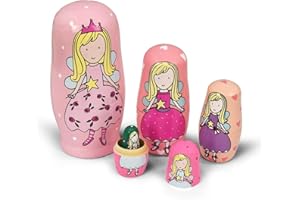 HYCLES Matrioska russa per bambini 5 pezzi - animali cani matrioska giocattolo Nesting Dolls Marchio di Matrioska Bambola Matrioska Russa Giocattolo Regalo e Giocattolo angelo