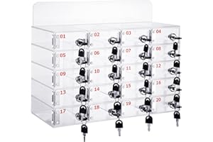 Threan Handy-Schließfachbox, transparent, Handy-Aufbewahrung, Acryl, Handy-Schlossbox mit Türschlössern und Schlüsseln, Wandmontage, Klassenzimmer, Fabrik (20 Fächer)