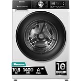 Hisense WF3S1043BW3 - Steam Washer, Class A, 10.5 kg, WiFi Connectivity, Steam Function 99.9%, Auto Wash Wash, Quick Wash 15'