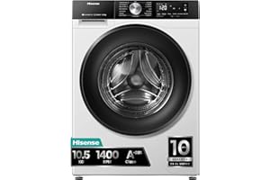 Hisense WF3S1043BW3 - Lavadora con Vapor, Clase A, 10.5 kg, Conectividad WiFi, Función Vapor 99,9%, Lavado Auto Wash, Lavado Rápido 15', PureJet, Blanco
