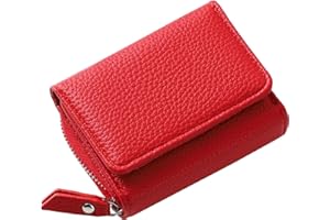 RRANCharltu Portafoglio Donna Piccolo in Pelle Portamonete Donna con Cerniera Coin Grande Capacità Mini Portafoglio con Slot Per Schede, Rosso