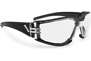 Bertoni - AF149 - Lunettes de moto, coupe-vent, protection complète, avec verres incassables, anti-buée, mousse coupe-vent amovible, femme, AF149B, nero gomma / lente trasparente, medium large