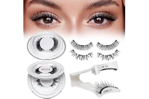 QUEWEL Magnetic-Eyelashes with Applicator, 2 Pairs Flylash Magnetic-Lashes with Applicator, No Glue Needed False Lashes, Easy to Wear and Remove (Magnetics Eyelash Kit A7)