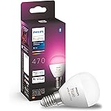 Philips Hue White and Color Ambiance Luster, 1 Lampadina Sferica Smart, Luce Bianca o Colorata, 5.1W, Dimmerabile, Bianco