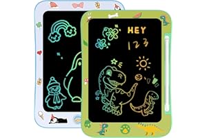 [2 Pack] Genialba LCD Writing Tablet for Kids, Colorful Screen Drawing Board for 3-7 Year Old Boys & Girls - Educational Toys for Birthday & Christmas (Dinosaur&Penguin)